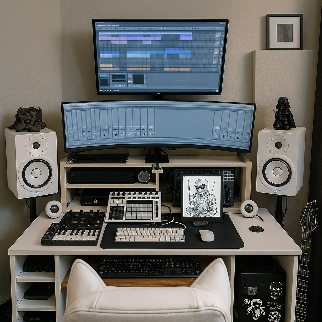 Studio console for song reconstruction work