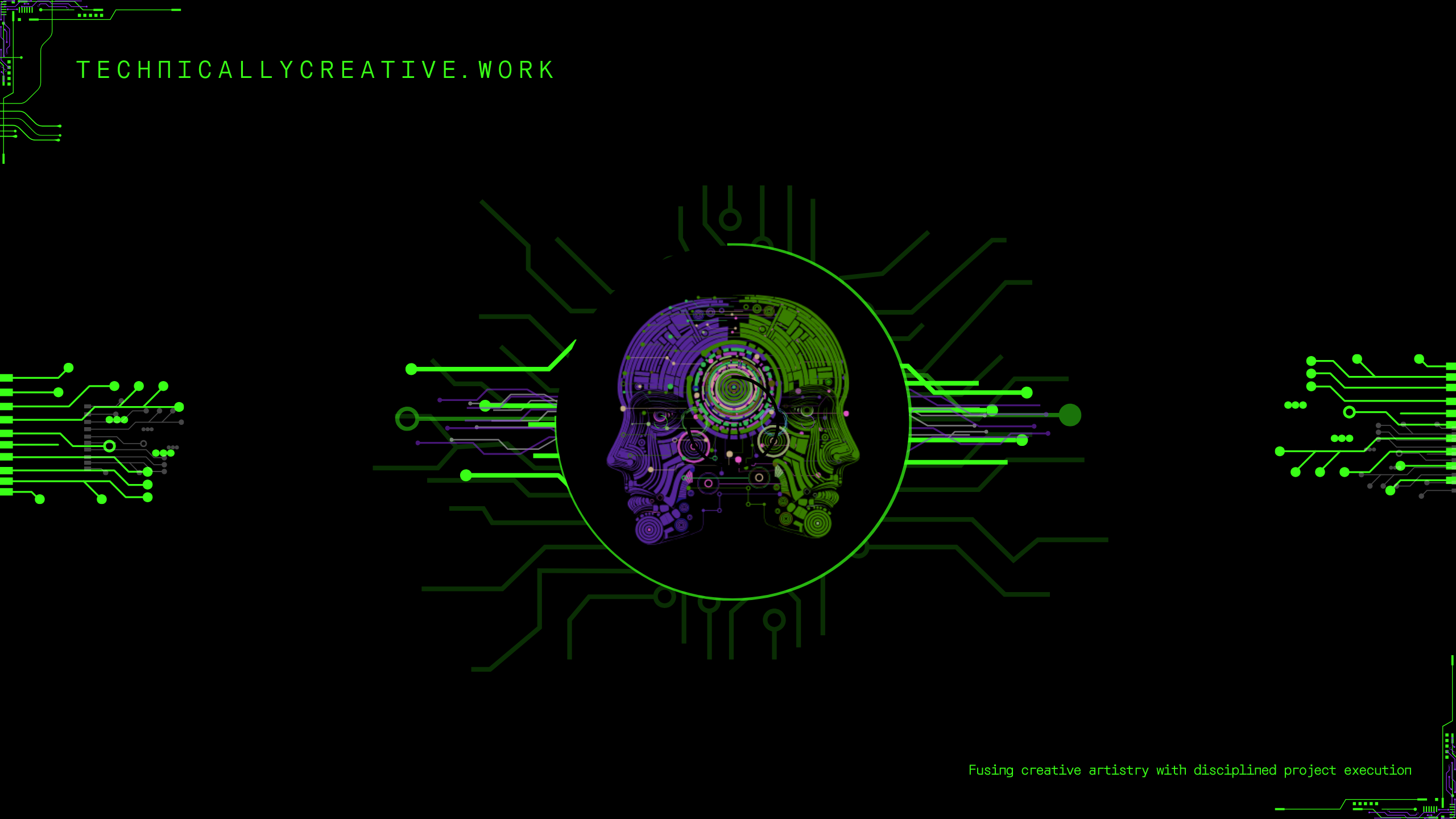 Technically Creative circuit heads branding artwork